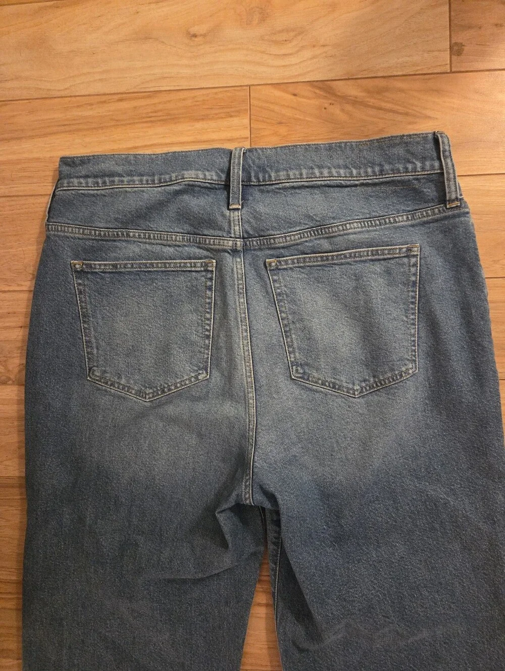 J. Crew High Rise 96 Slim Wide Button Fly Med Wash Jean RE-96-IDG Boho Sz 33 - Picture 5 of 8